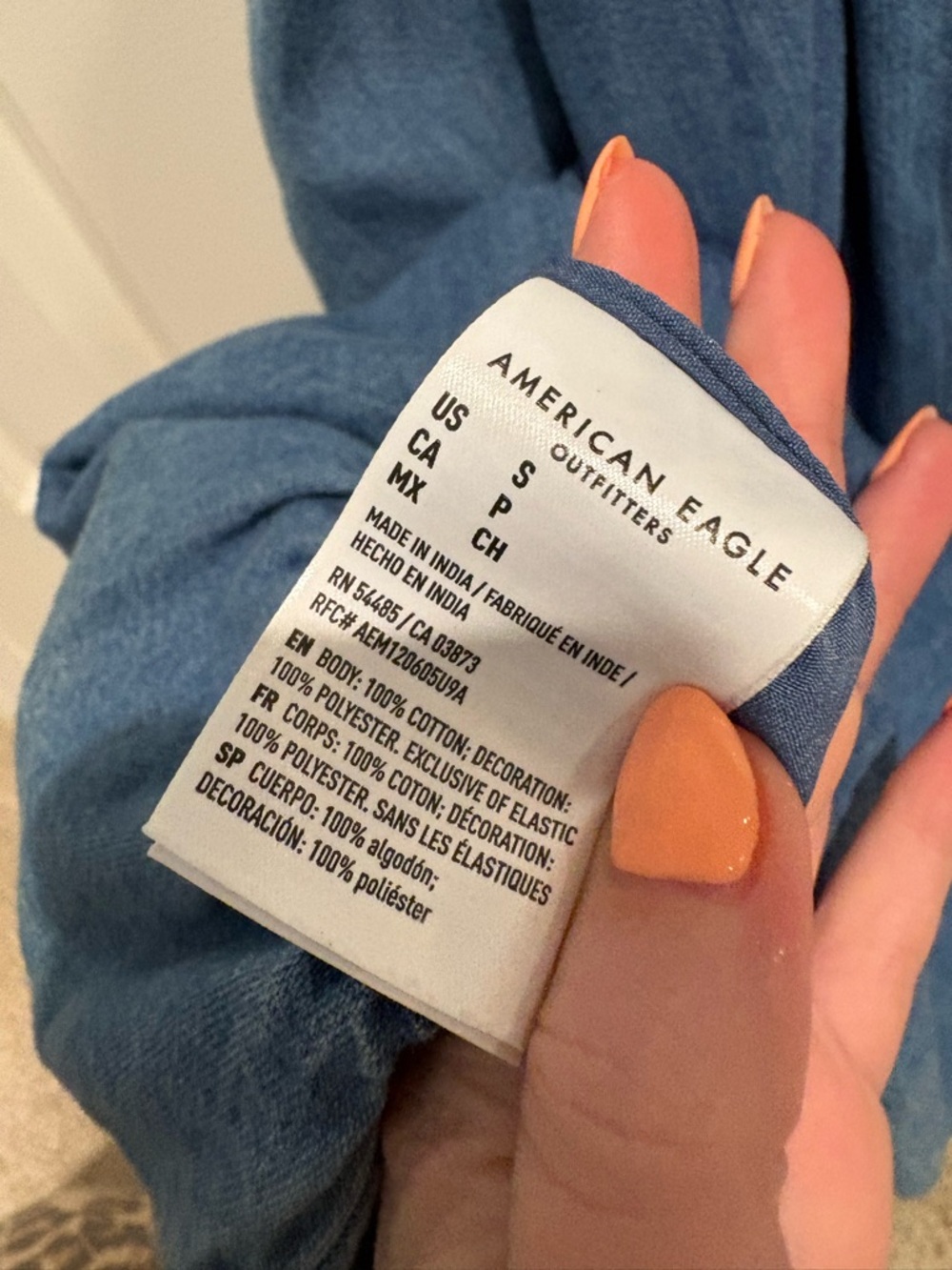 Denim Blue Smocked Bubble Hem Dress NWOT American Eagle Size S - Picture 2 of 4